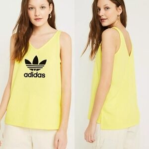 Adidas x Urban Outfitters Yellow Rib Velvet Trefoil Oversized Tank Top SZ Medium
